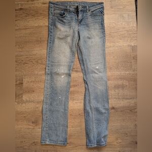 Levi's Light Blue Distressed Straight Leg Jeans